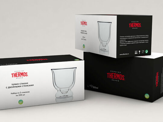 Набор стаканов из двойного стекла THERMOS, 200мл,
