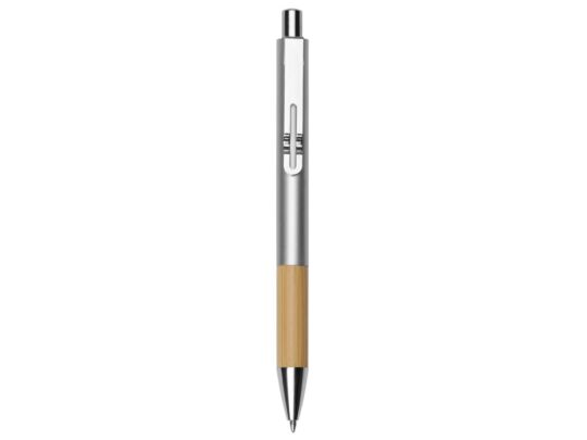 Ручка металлическая шариковая Sleek, серебристый/натуральный