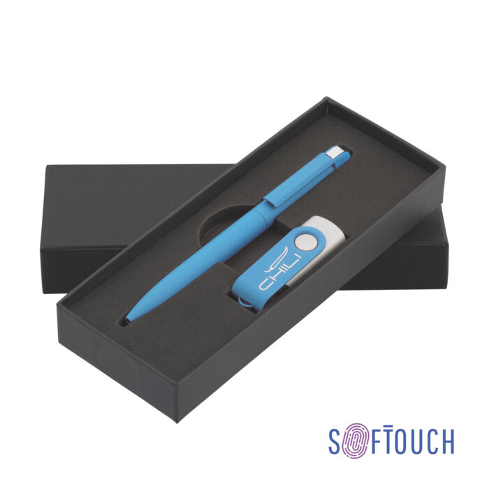 Набор ручка + флеш-карта 16 Гб в футляре, покрытие soft touch, 16GB